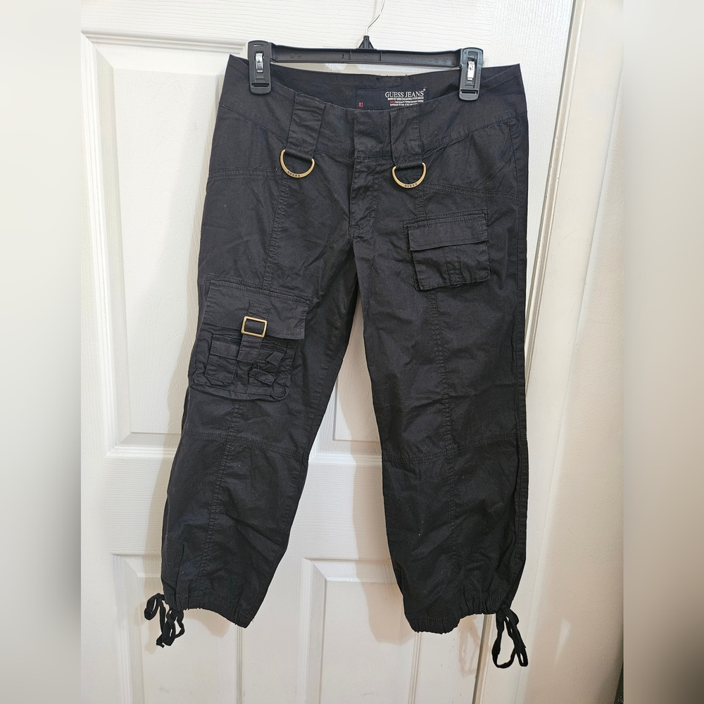Guess Jeans Cargo Black Capris Pants Women Size 29